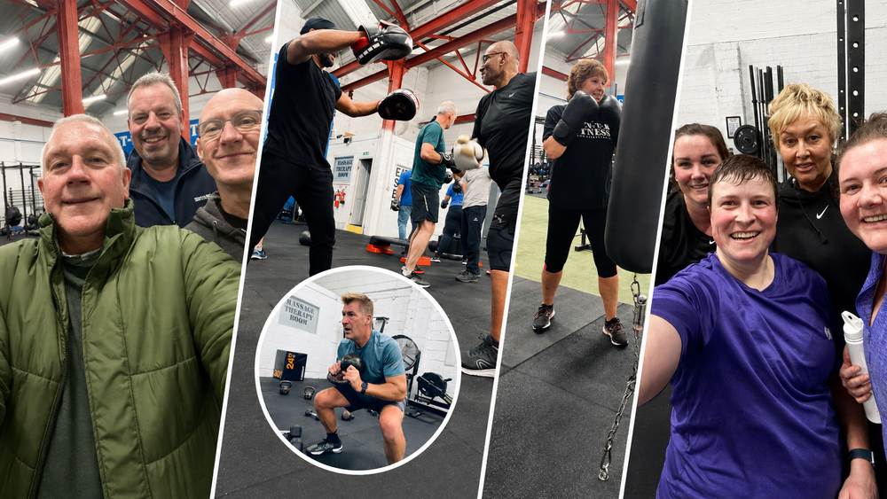 Collage of smiling Smyth Fitness members taking selfies after a class